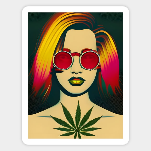 Mary Jane - Weed Loving Hippie Girl Magnet by Liesl Weppen